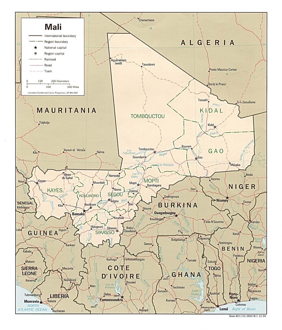 Карта Малі краінай