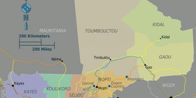 Карта Малі рэгіёнаў